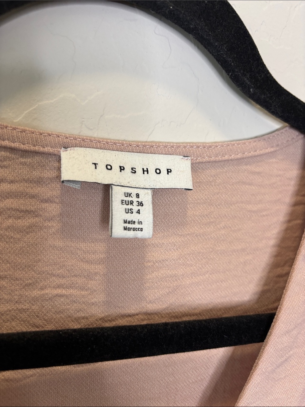 Topshop Blush Pink V-Neck Button Peplum Blouse - Picture 3 of 3